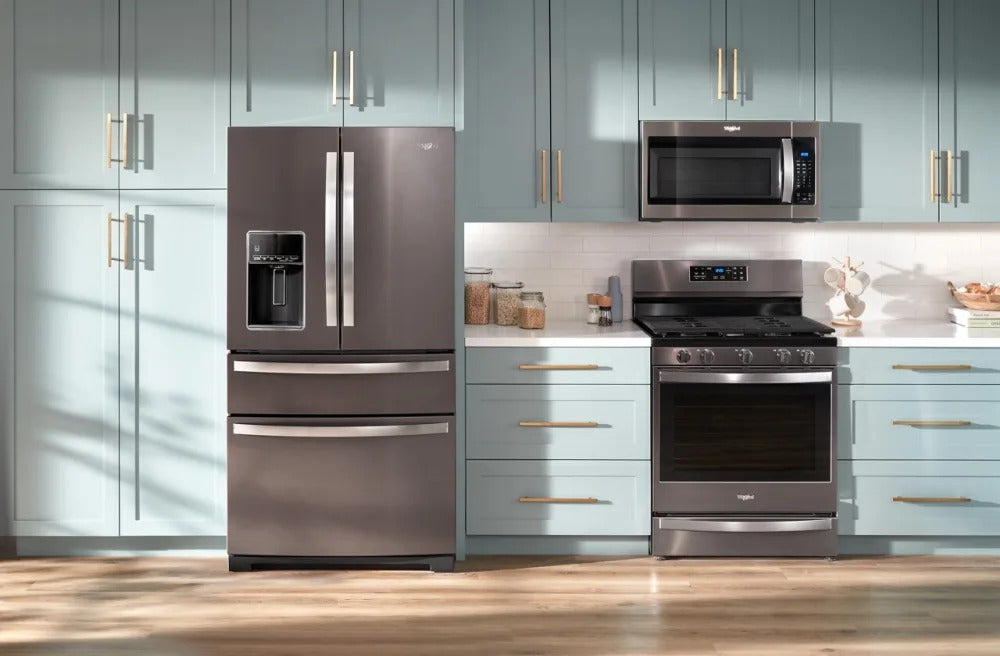 Whirlpool - 35.63 Inch 26 cu. ft French Door Refrigerator in Black Stainless - WRMF7736PV