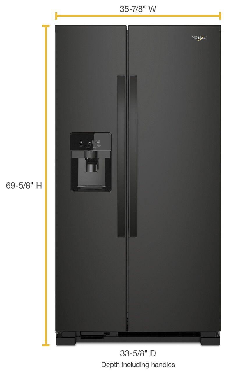 Whirlpool - 35.88 Inch 25 cu. ft Side by Side Refrigerator in Black (Open Box) - WRS335SDHB