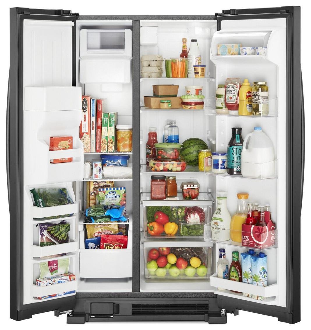 Whirlpool - 35.88 Inch 25 cu. ft Side by Side Refrigerator in Black (Open Box) - WRS335SDHB