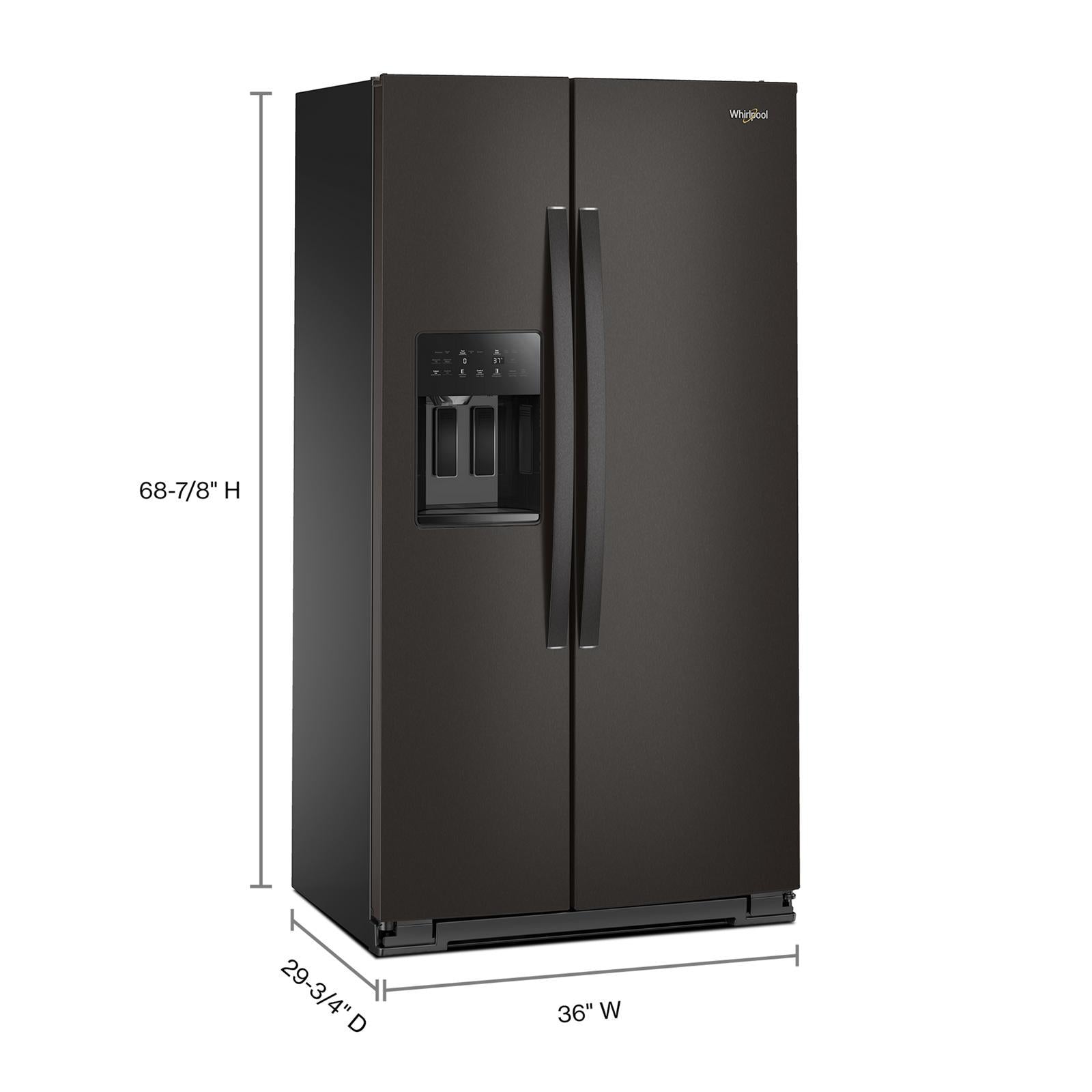 Whirlpool - 36 Inch 20.9 cu. ft Side by Side Refrigerator in Black Stainless - WRSC5536RV