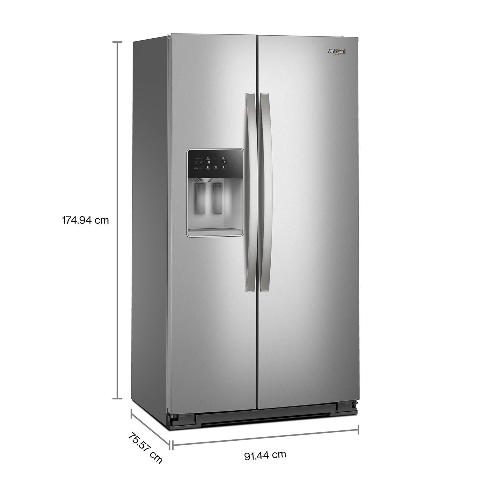 Whirlpool - 36 Inch 20.9 cu. ft Side by Side Refrigerator in Stainless - WRSC6536RZ