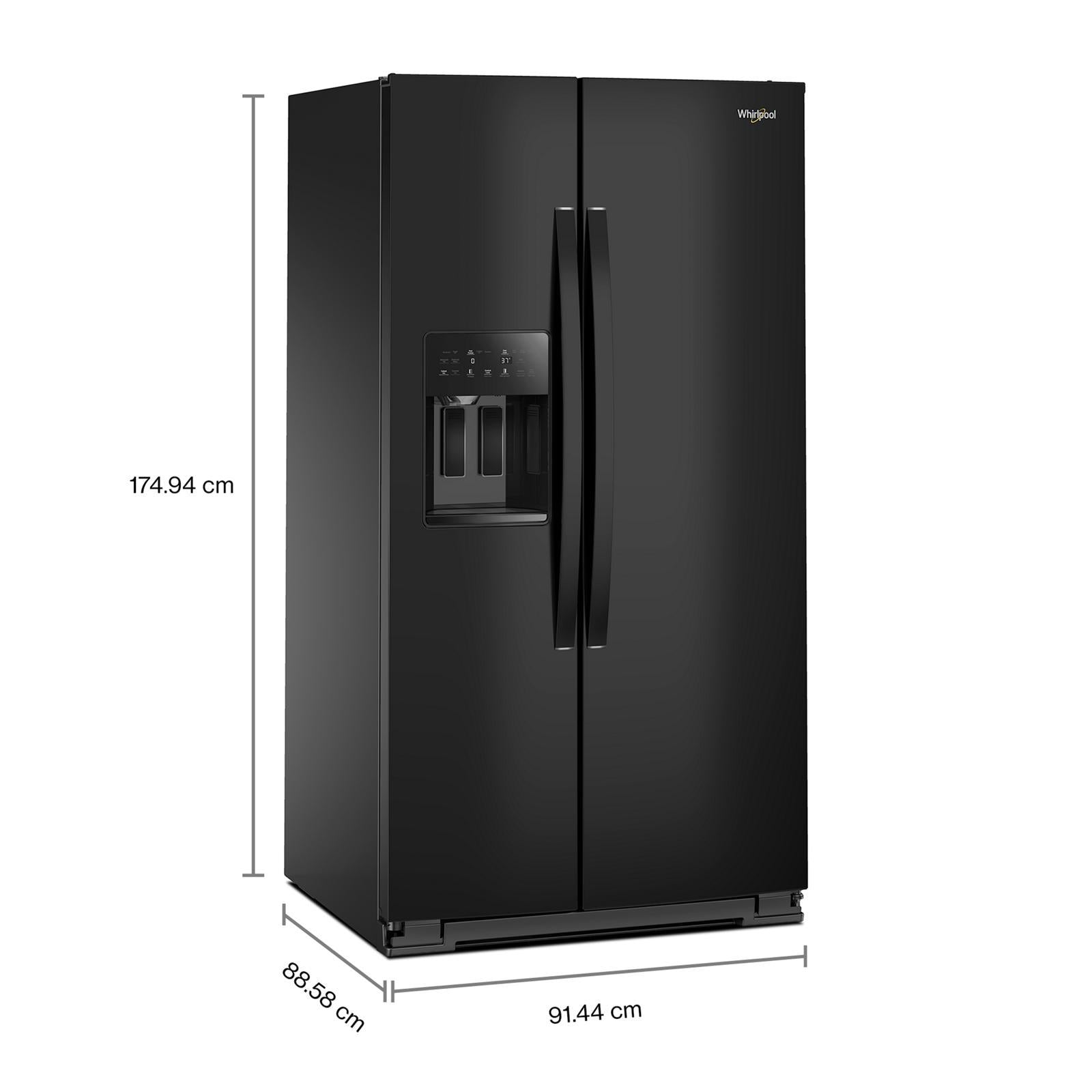 Whirlpool - 36 Inch 28.7 cu. ft Side by Side Refrigerator in Black - WRSF5536RB