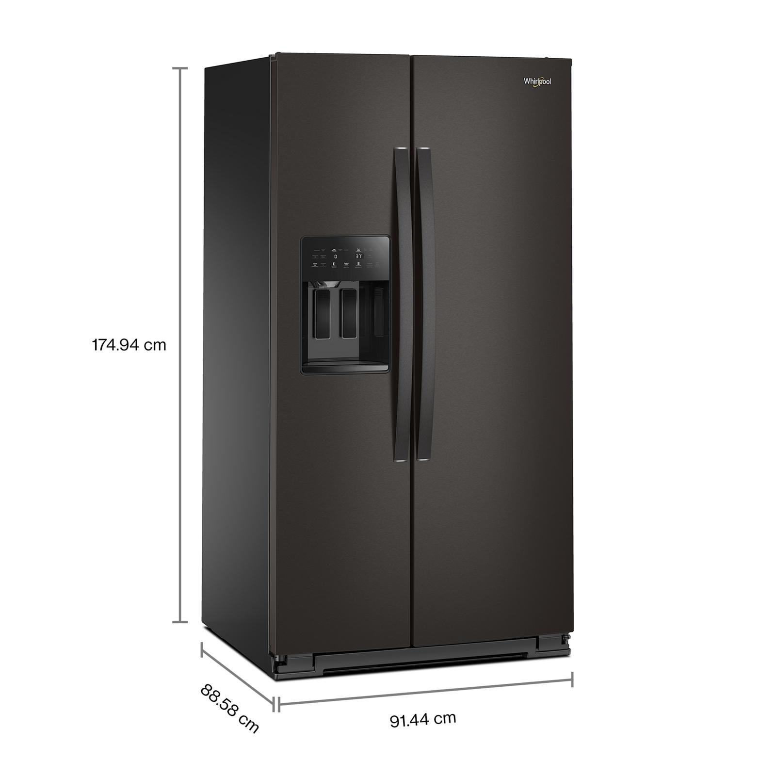 Whirlpool - 36 Inch 28.7 cu. ft Side by Side Refrigerator in Black Stainless - WRSF5536RV