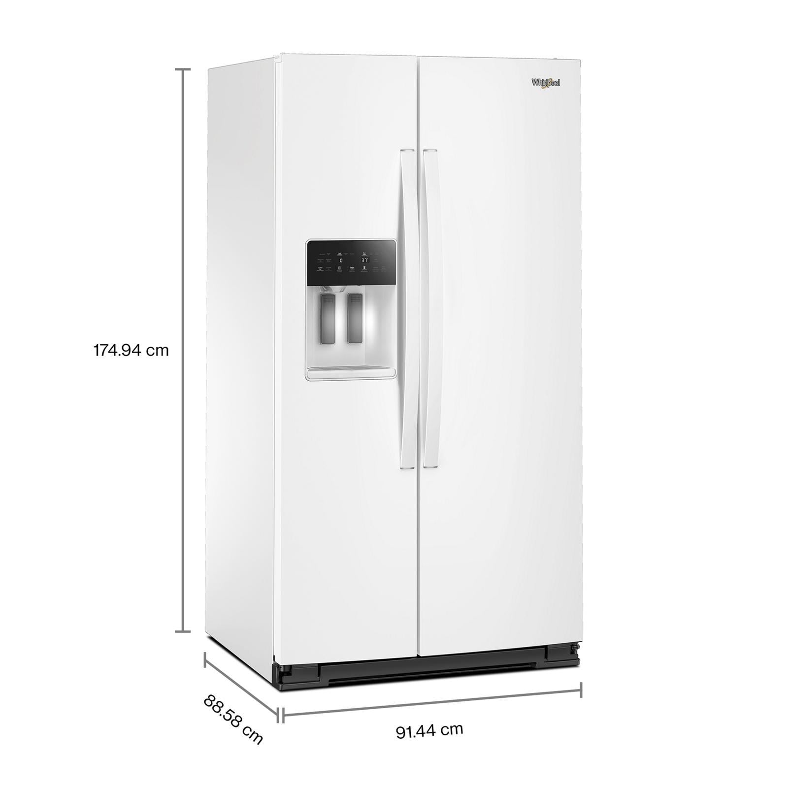 Whirlpool - 36 Inch 28.7 cu. ft Side by Side Refrigerator in White - WRSF5536RW