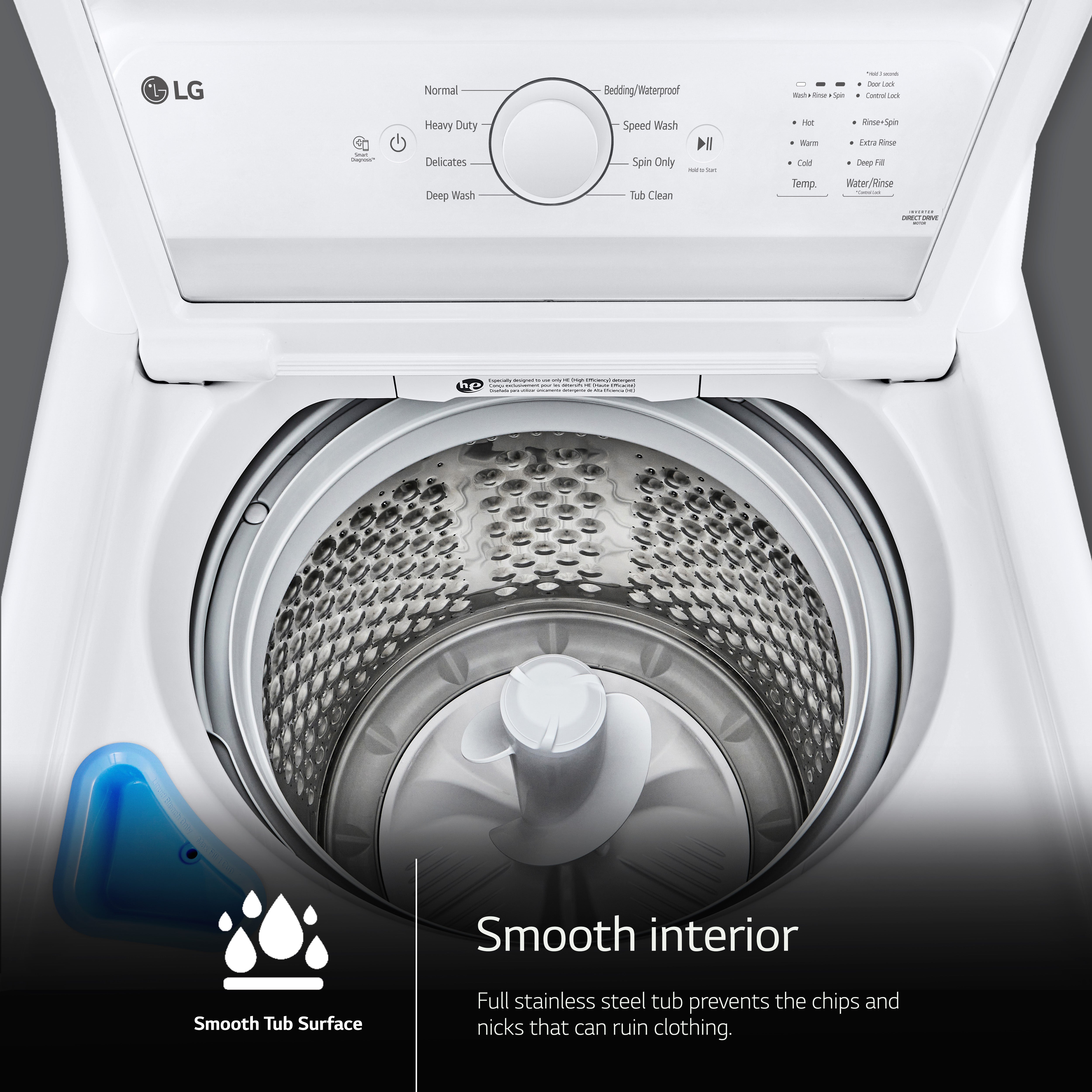 LG - 4.1 cu. Ft Top Load Washer in White - WT6105CW
