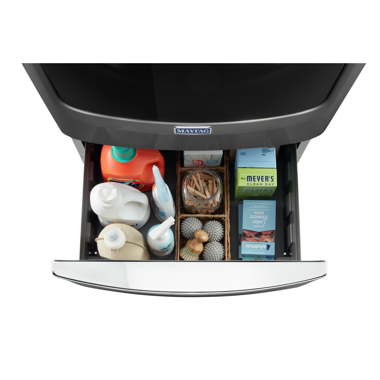 Maytag - 15.5" Pedestal for Front Load Washer and Dryer With Storage Accessories in Grey - XHPC155YC