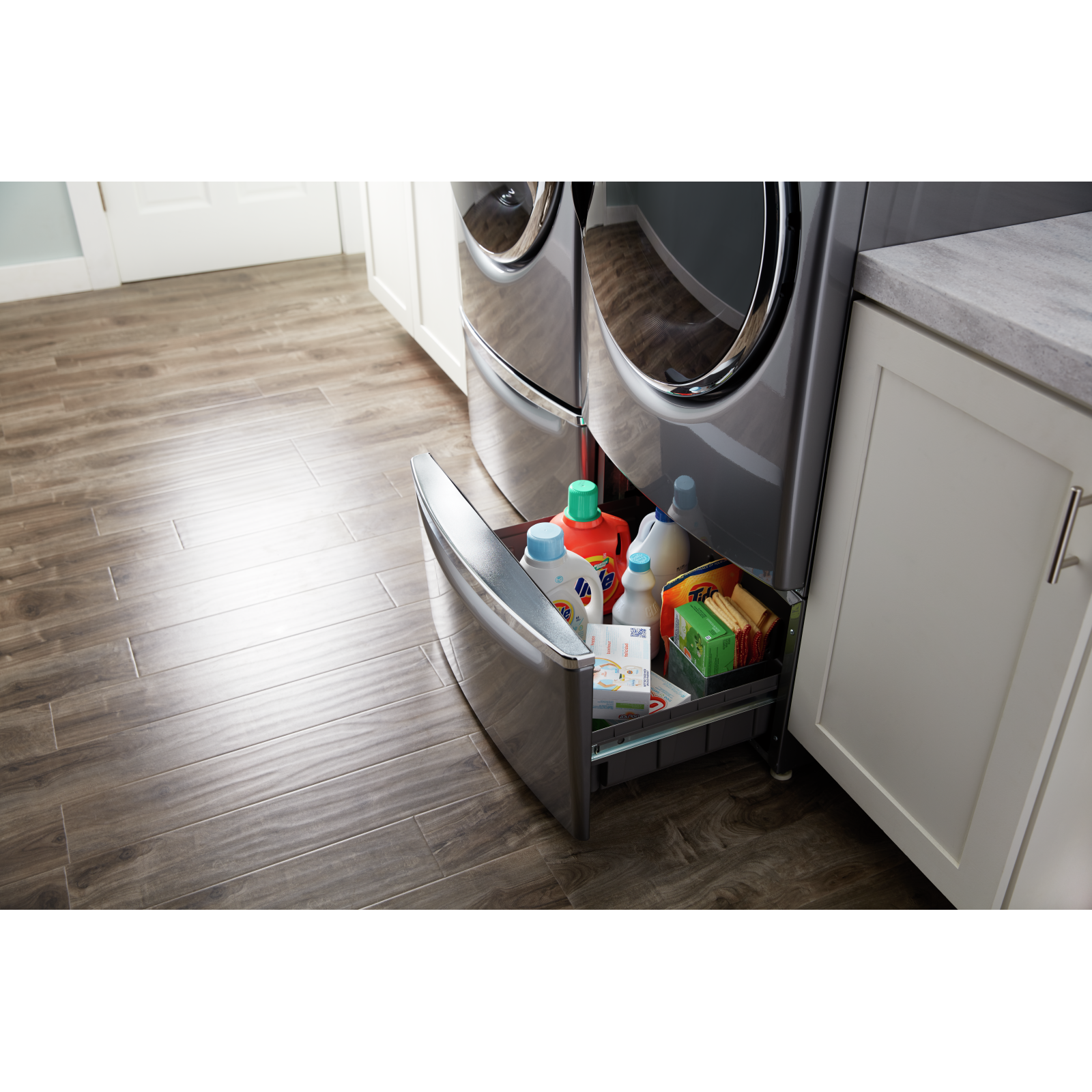 Maytag - 15.5" Pedestal for Front Load Washer and Dryer With Storage Accessories in Grey - XHPC155YC