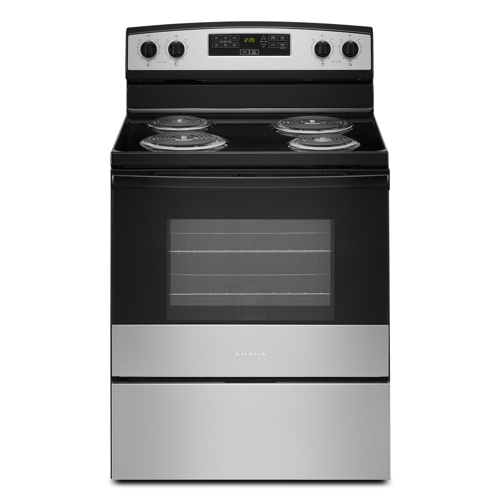 Amana - 4.8 cu. ft Electric Range in Stainless - YACR4303MMS