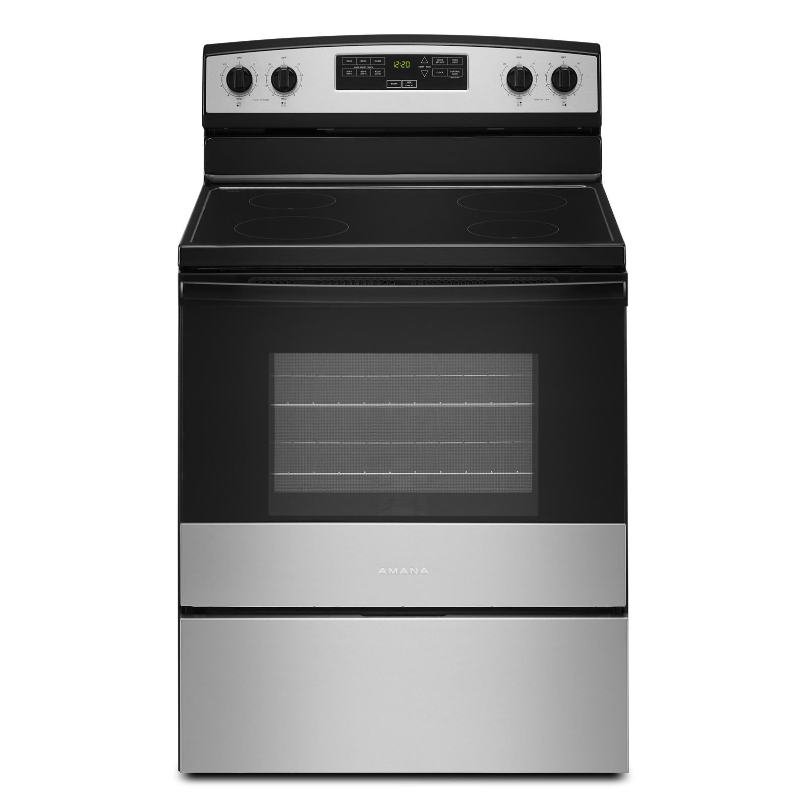 Amana - 4.8 cu. ft Electric Range in Stainless - YAER6303MMS