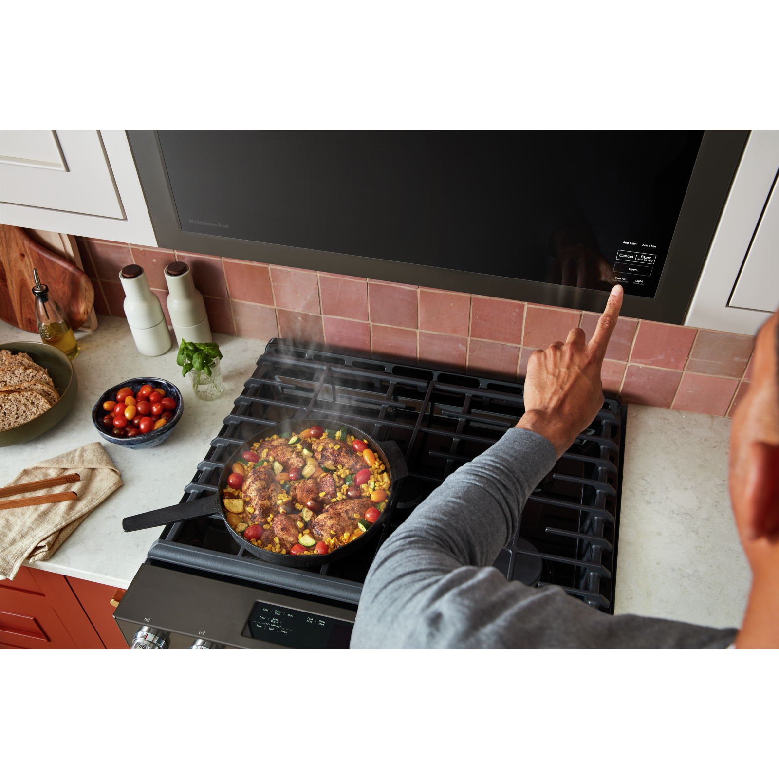 KitchenAid - 1.1 cu. Ft Over the range Microwave in Black Stainless - YKMMF330PBS