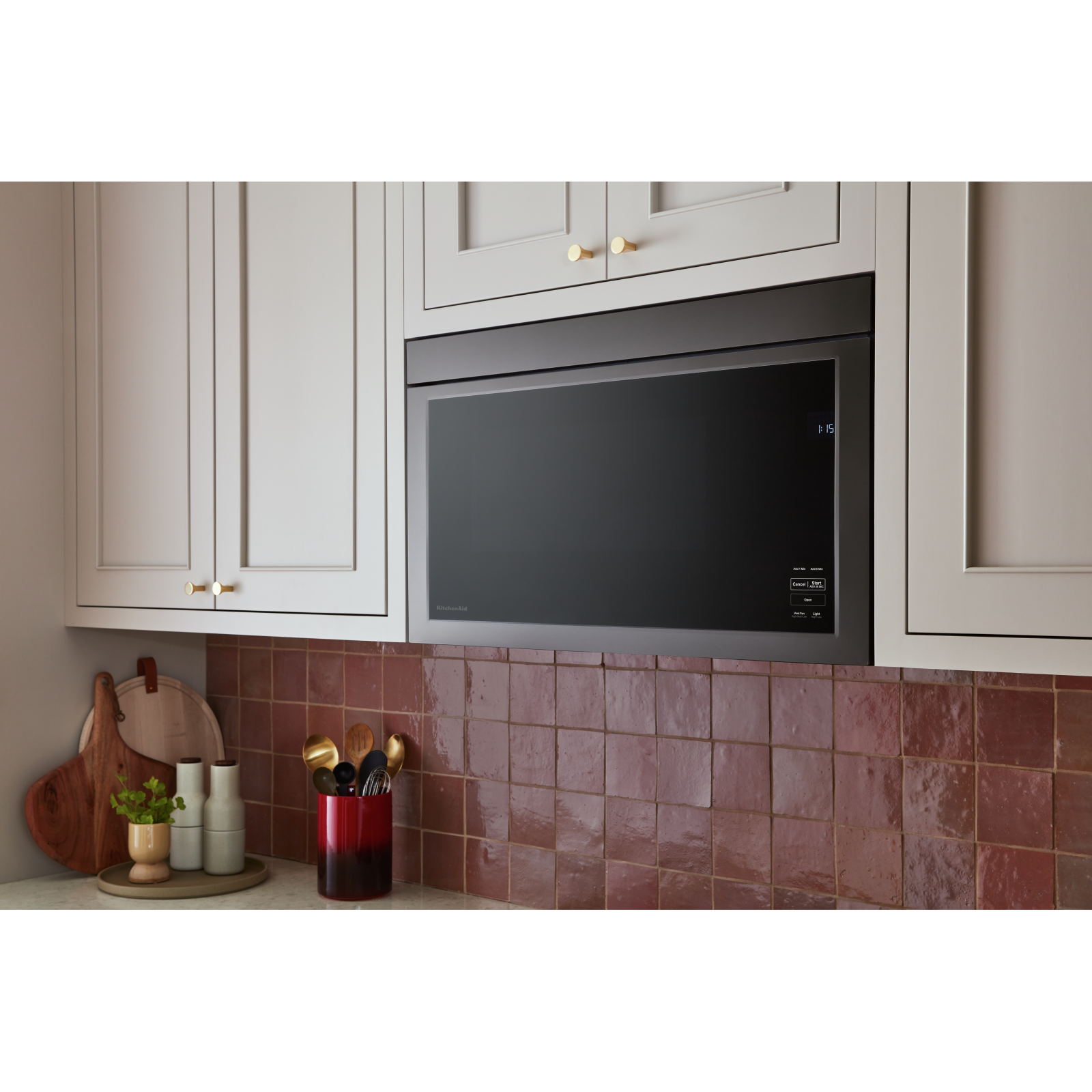 KitchenAid - 1.1 cu. Ft Over the range Microwave in Black Stainless - YKMMF330PBS