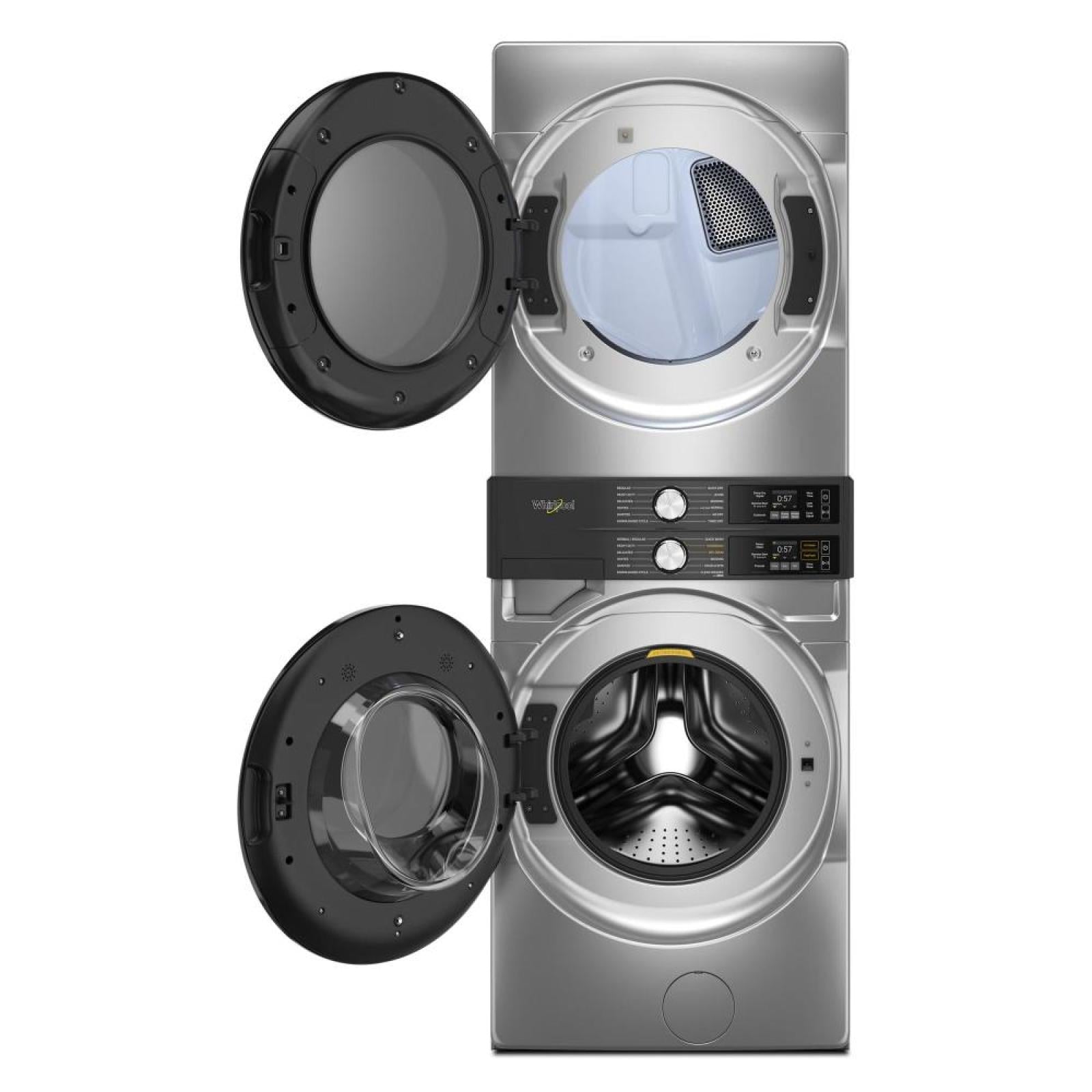 Whirlpool - 5.2 cu. Ft Washer and 7.4 cu. Ft Vented Electric Dryer WashTower in Silver - YWEF5727TR