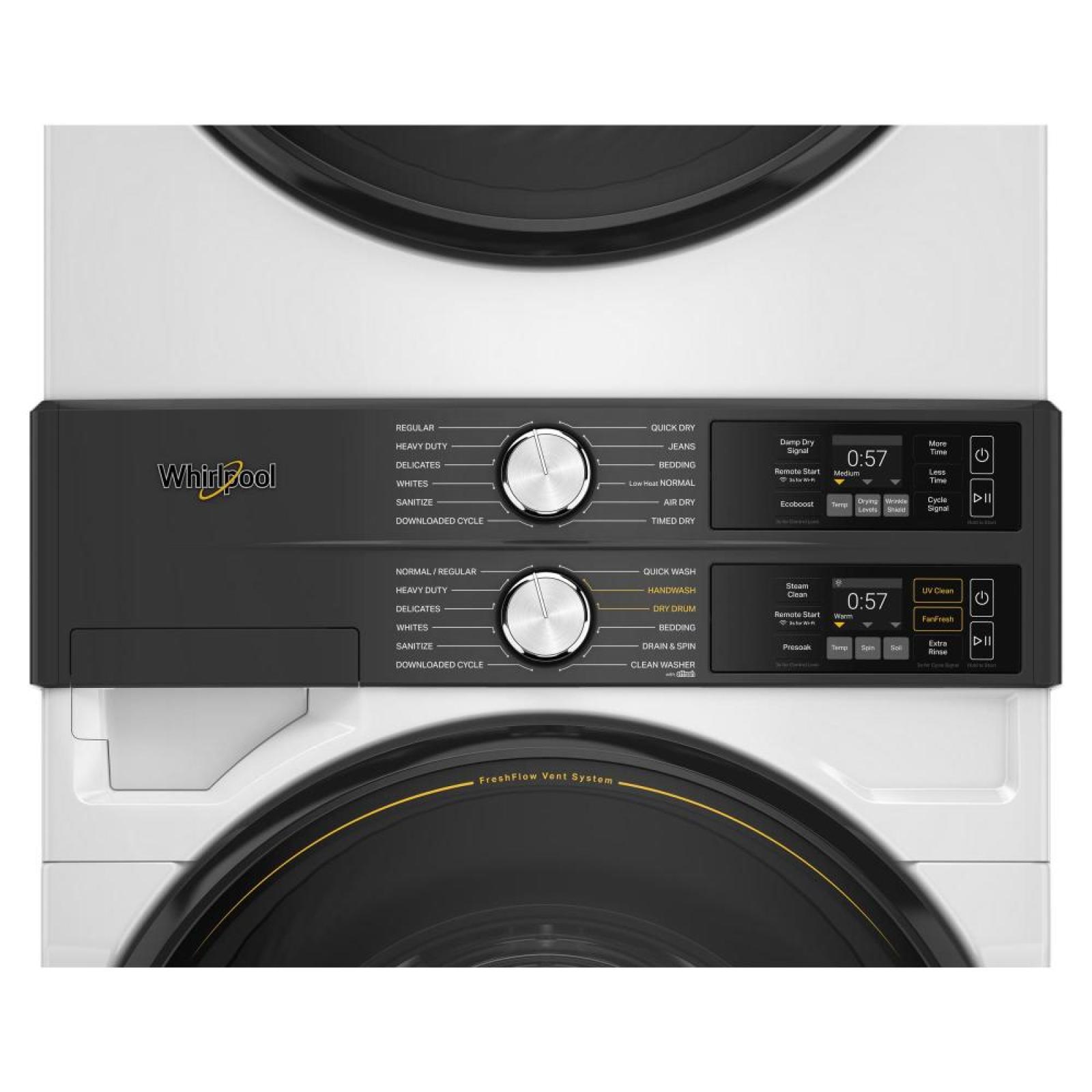 Whirlpool - 5.2 cu. Ft Washer and 7.4 cu. Ft Vented Electric Dryer WashTower in White - YWEF5727TW