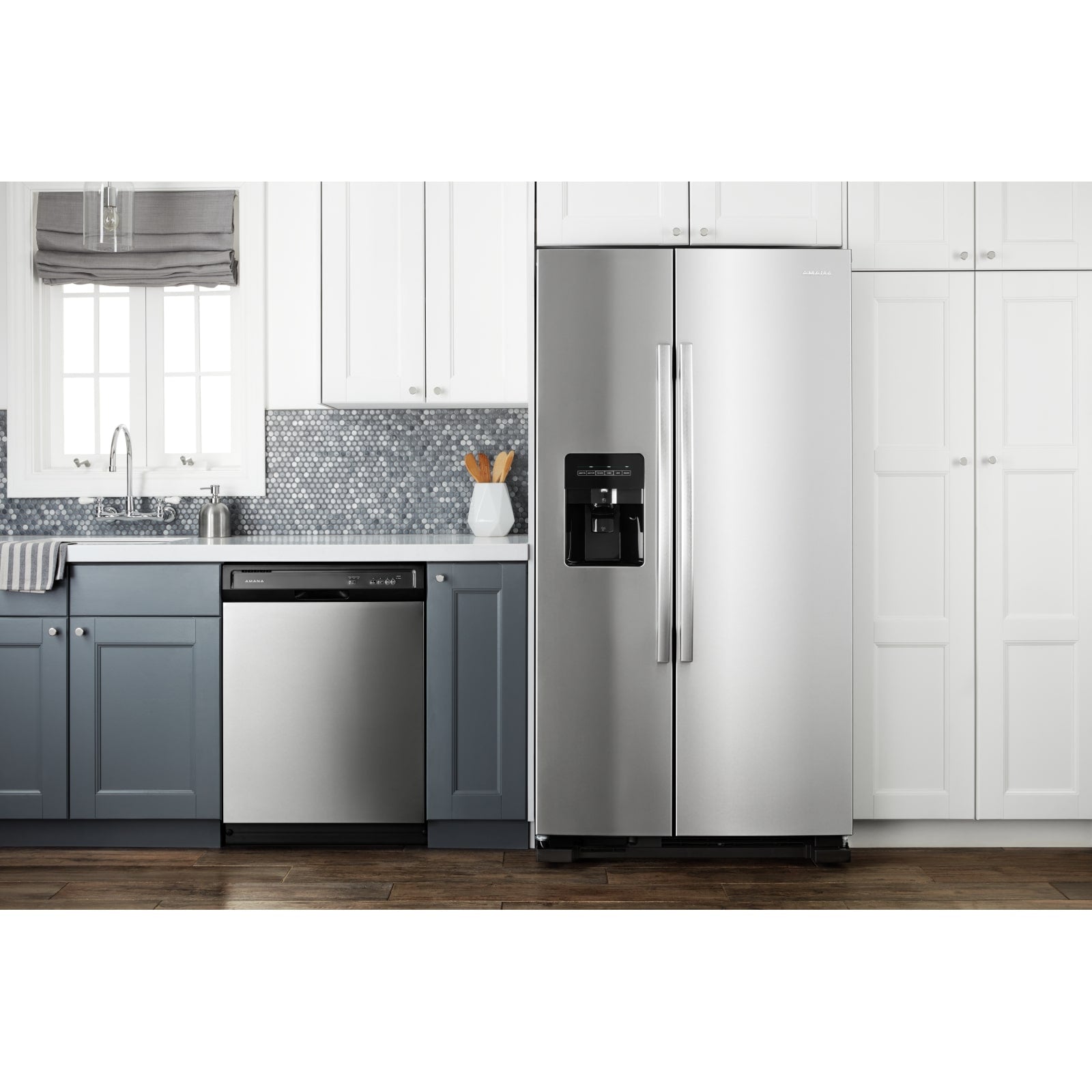 Amana - 33.13 Inch 21 cu. ft Side by Side Refrigerator in Stainless - ASI2175GRS