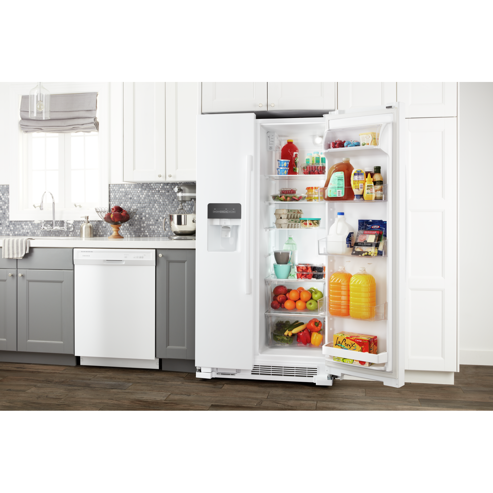 Amana - 33.13 Inch 21 cu. ft Side by Side Refrigerator in White - ASI2175GRW