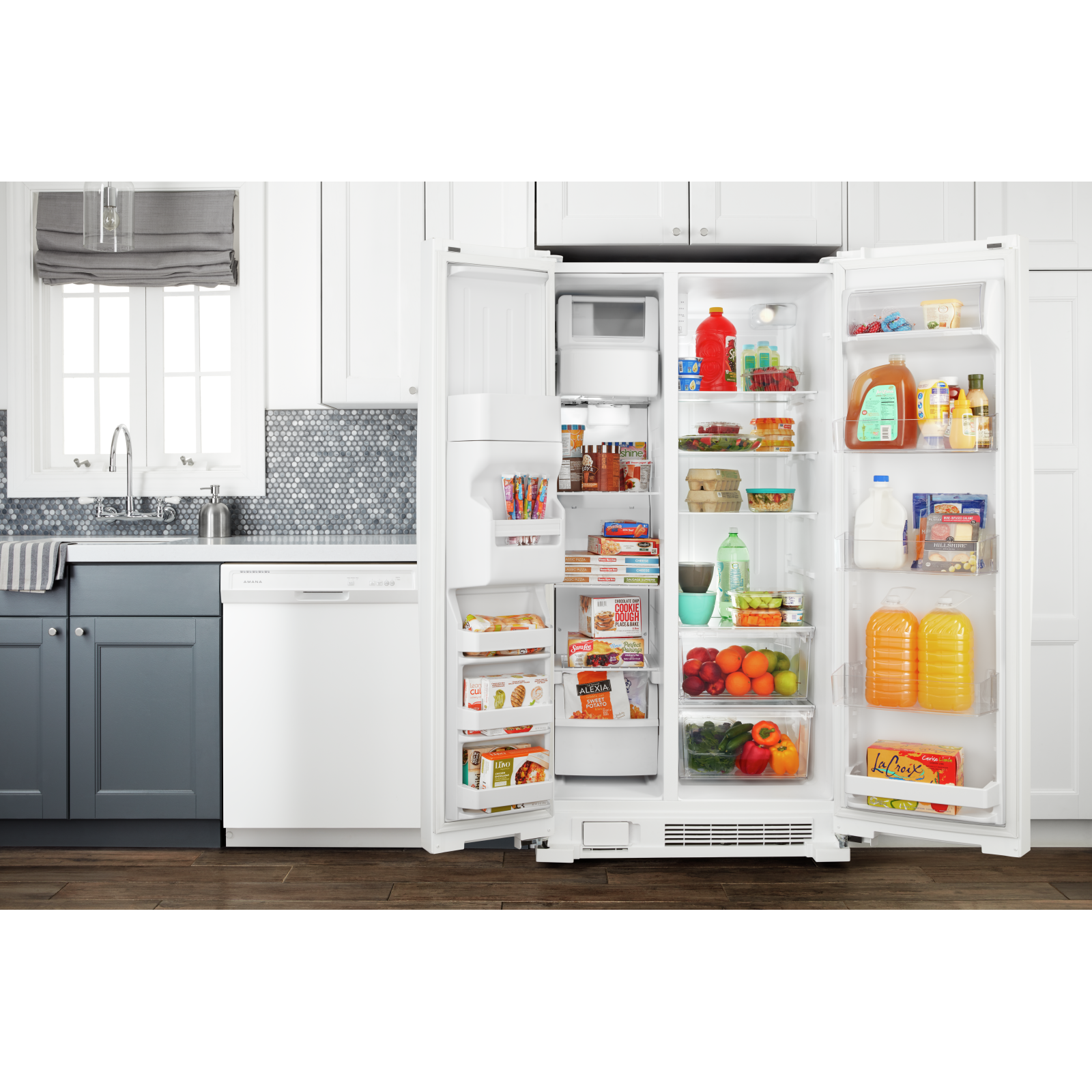 Amana - 33.13 Inch 21 cu. ft Side by Side Refrigerator in White - ASI2175GRW