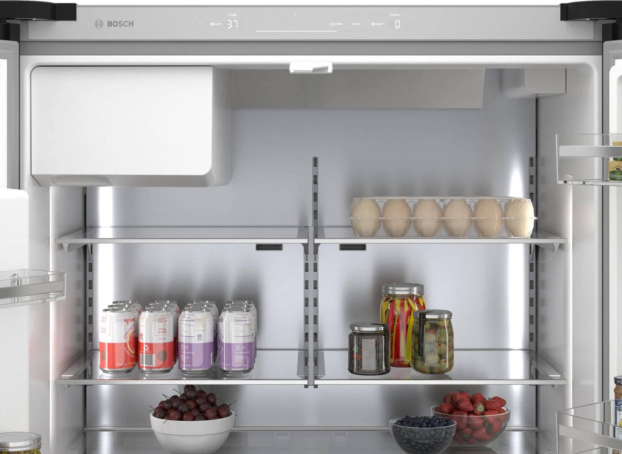 Bosch - 35.625 Inch 21.6 cu. ft French Door Refrigerator in Black Stainless - B36CD50SNB