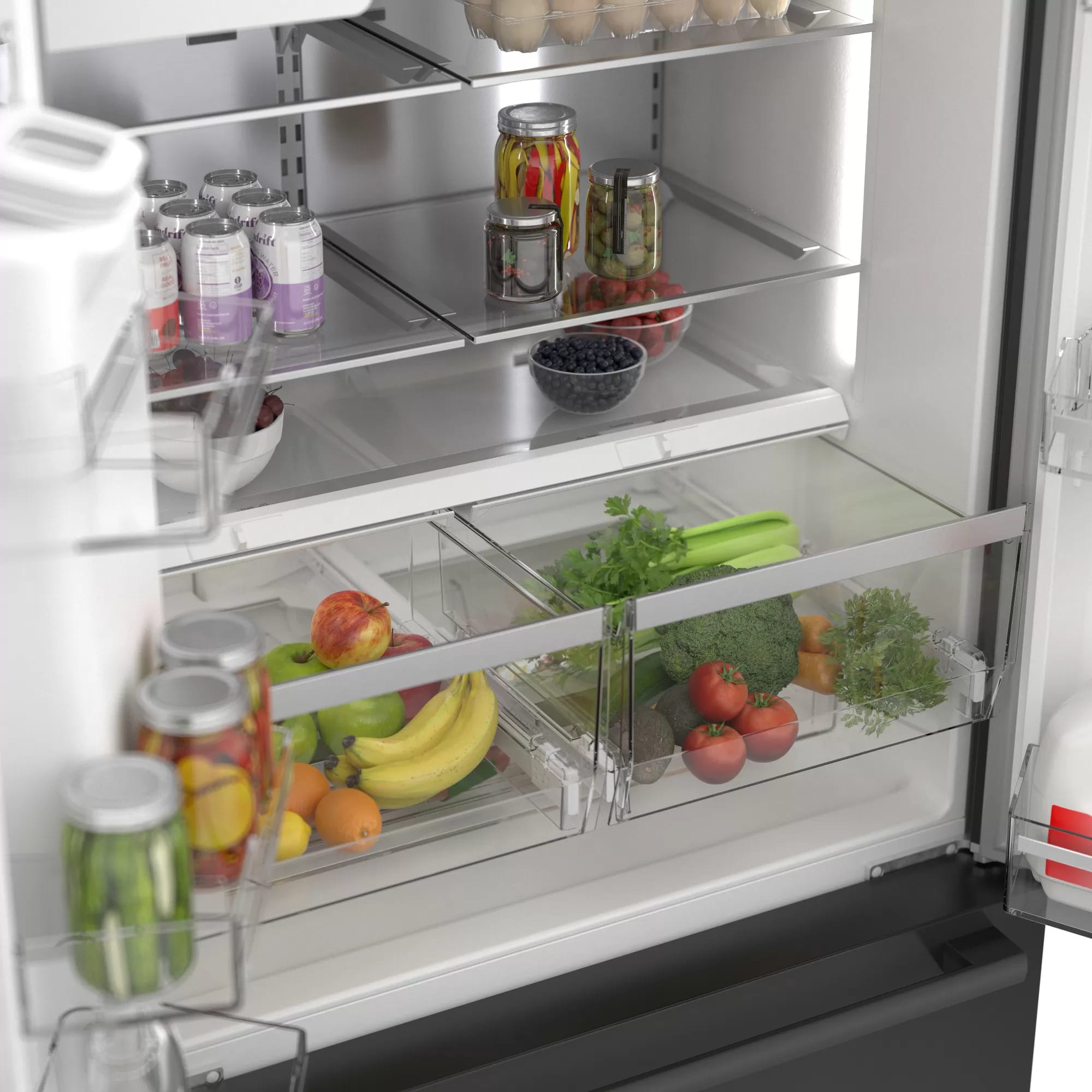 Bosch - 35.625 Inch 21.6 cu. ft French Door Refrigerator in Black Stainless - B36CD50SNB