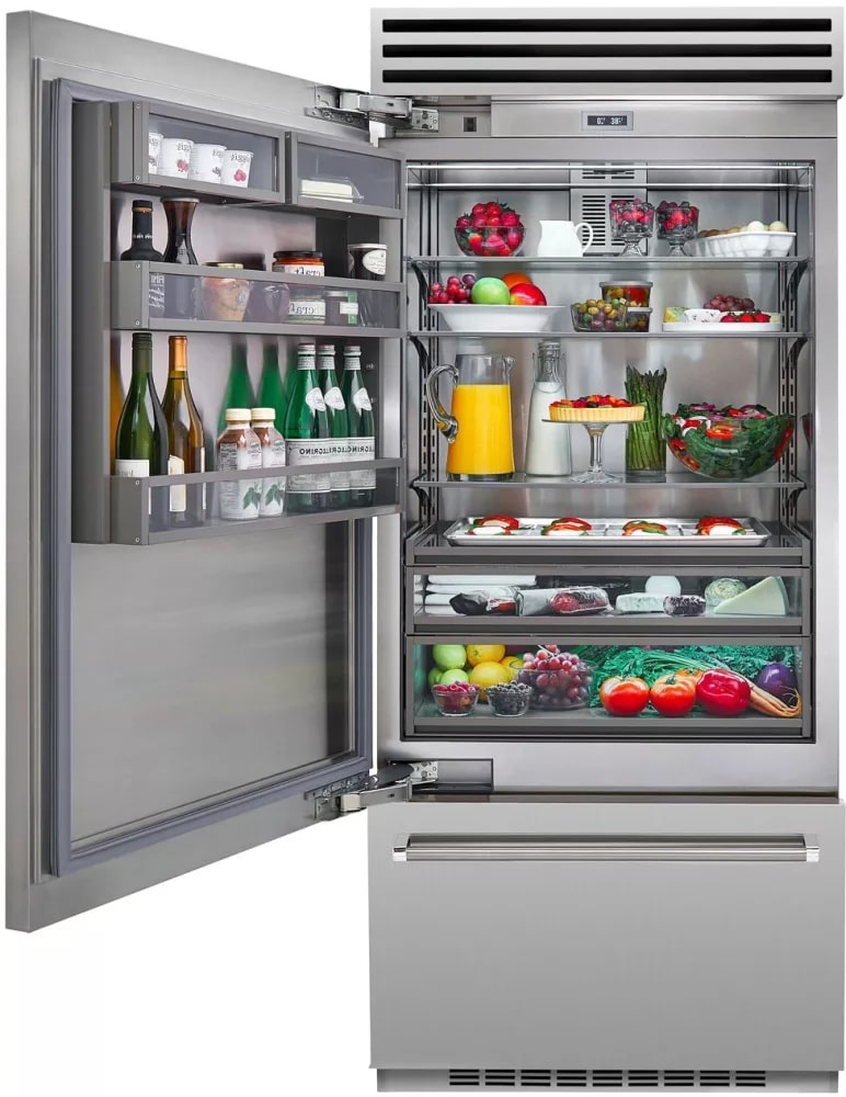BlueStar - 35.75 Inch 22.4 cu. ft Built In / Integrated Bottom Mount Refrigerator in Stainless - BBB36L2PLT