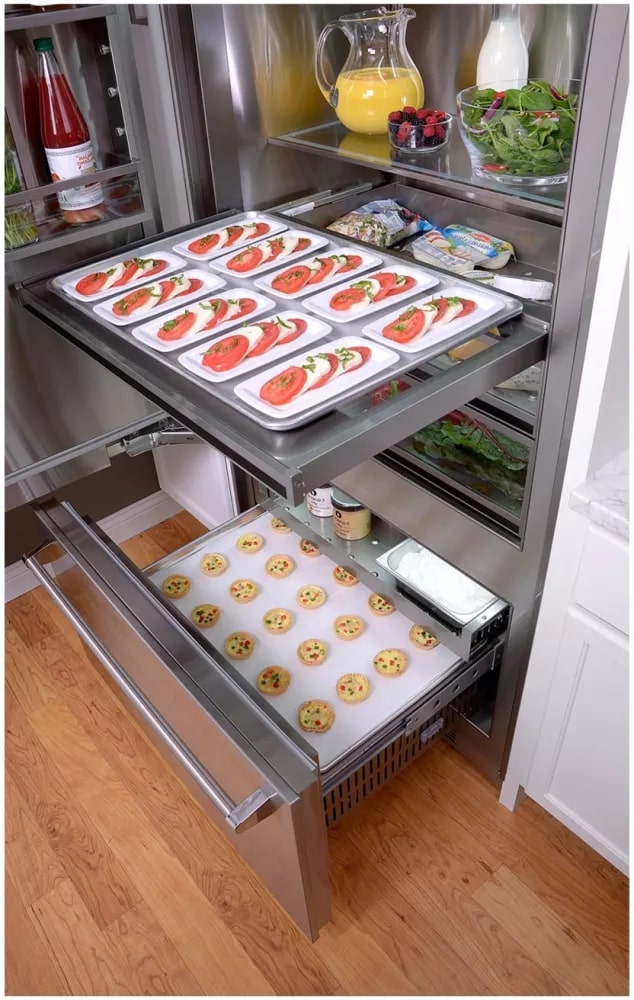 BlueStar - 35.75 Inch 22.4 cu. ft Built In / Integrated Bottom Mount Refrigerator in Stainless - BBB36L2PLT