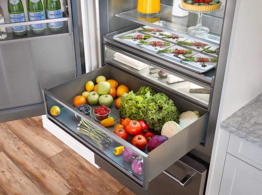 BlueStar - 35.75 Inch 22.4 cu. ft Built In / Integrated Bottom Mount Refrigerator in Stainless - BBB36L2PLT