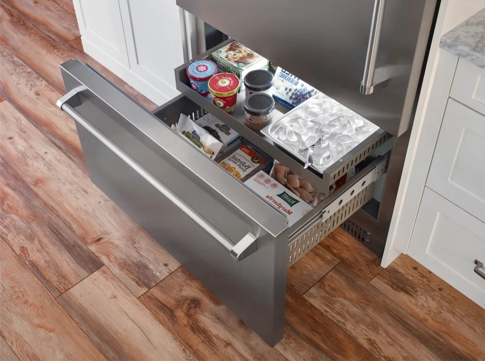 BlueStar - 35.75 Inch 22.4 cu. ft Built In / Integrated Bottom Mount Refrigerator in Stainless - BBB36L2PLT