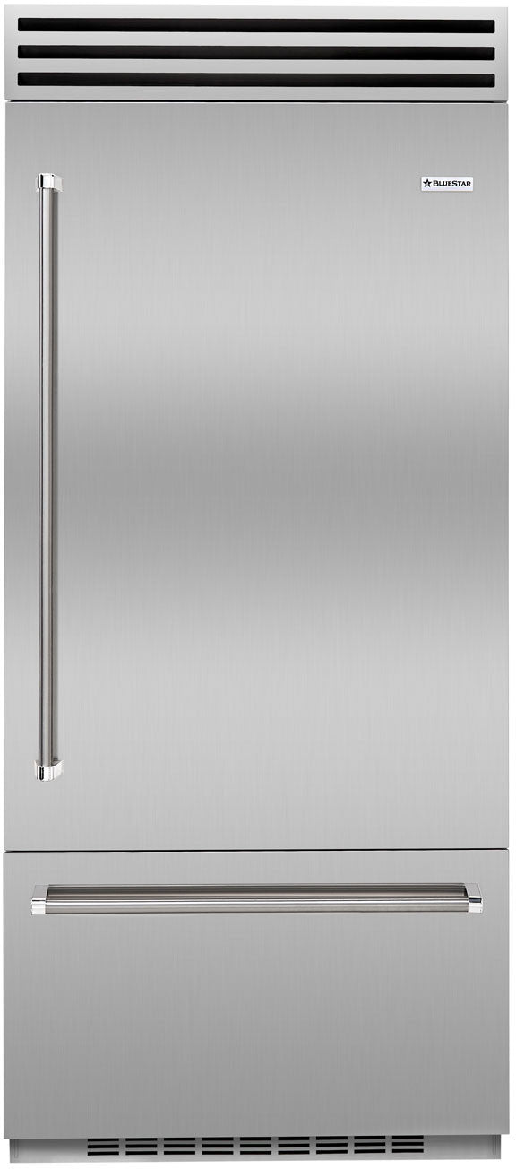 BlueStar - 35.75 Inch 22.4 cu. ft Built In / Integrated Bottom Mount Refrigerator in Stainless - BBB36R2PLT