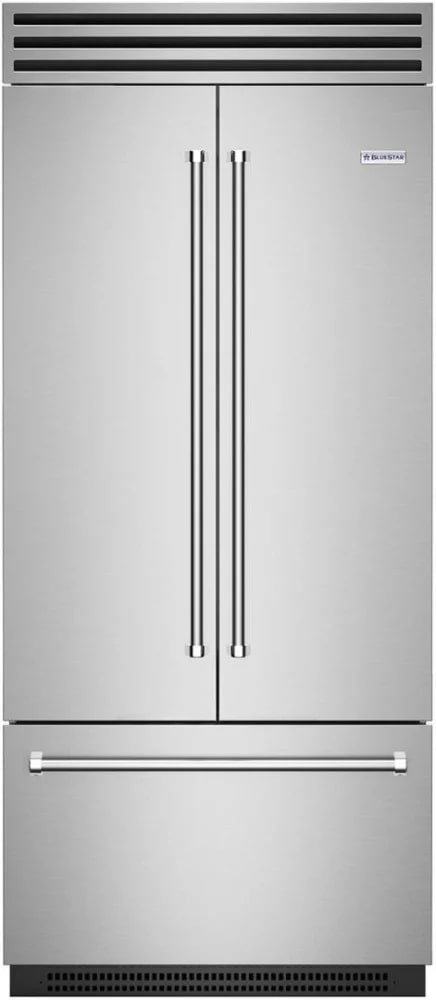 BlueStar - 35.75 Inch 22.2 cu. ft Built In / Integrated French Door Refrigerator in Stainless - BBBF361PLT
