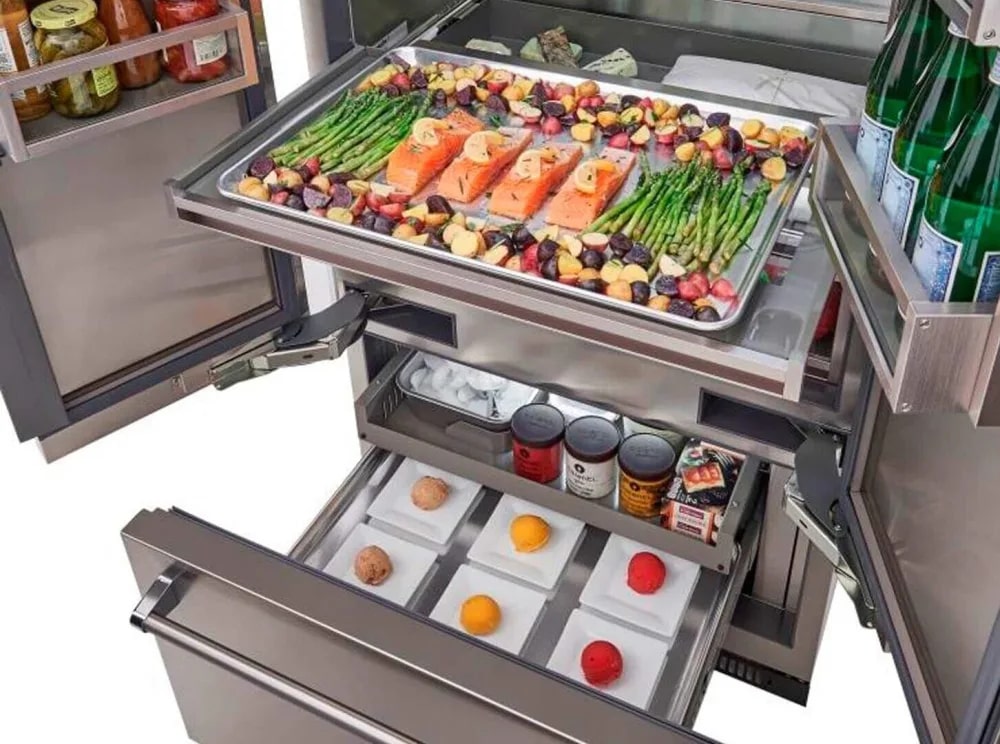 BlueStar - 35.75 Inch 22.2 cu. ft Built In / Integrated French Door Refrigerator in Stainless - BBBF361PLT