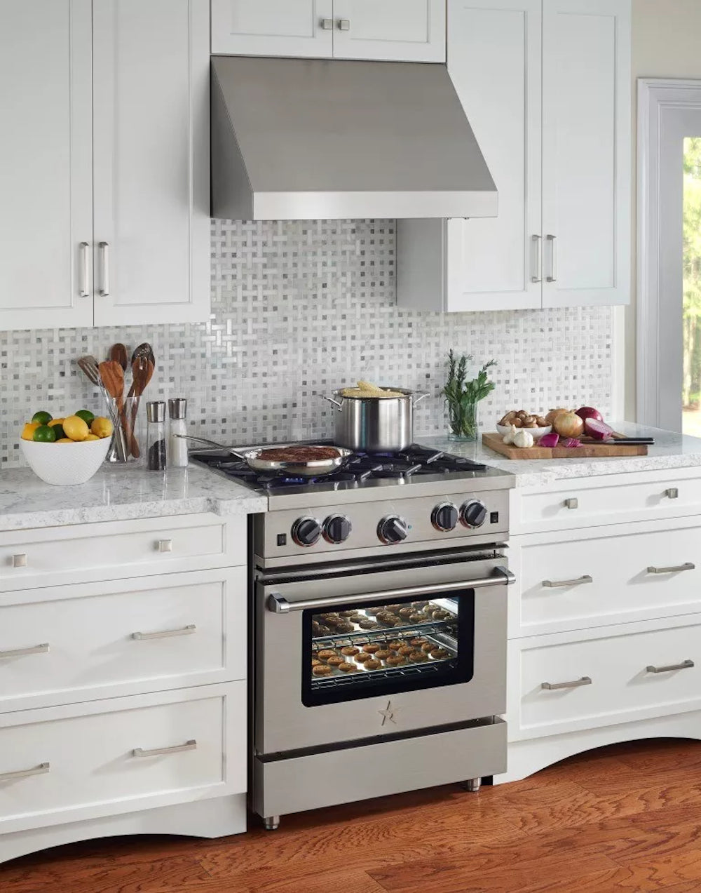 Bluestar - 48 Inch 1400 CFM Wall Mount and Chimney Range Vent in Stainless - BS-PL48240TS