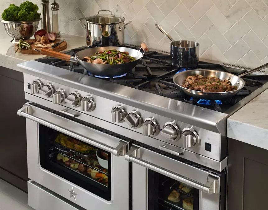 Bluestar - cu. ft Gas Range in Stainless - BSP488BCFPLT
