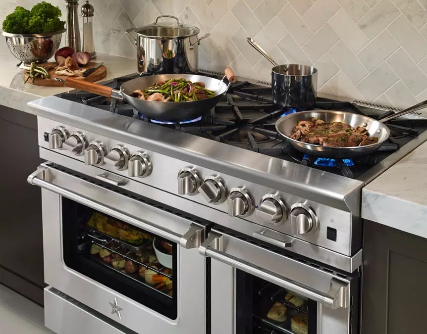 BlueStar - 6.9 cu. ft Gas Range in Stainless - BSP488BLPLT