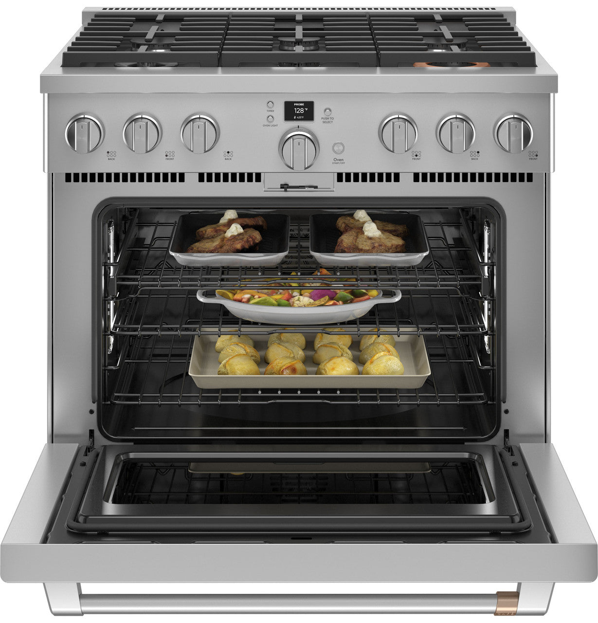 Café - 5.7 cu. ft Dual Fuel Range in Stainless - C2Y366P2TS1