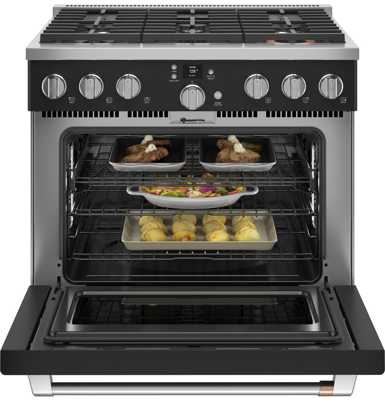 Café - 5.7 cu. ft Dual Fuel Range in Black - C2Y366P3TD1