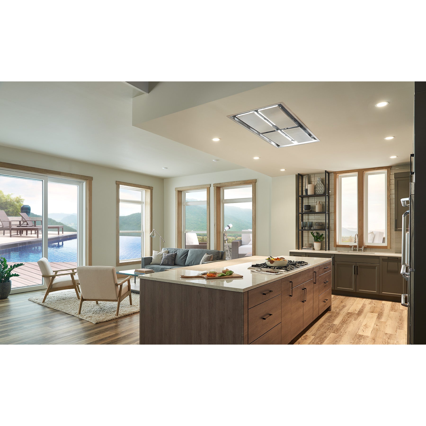 Best - 63.5 Inch Ceiling Mounted Range Hood Vent in Stainless - CC34E63SB