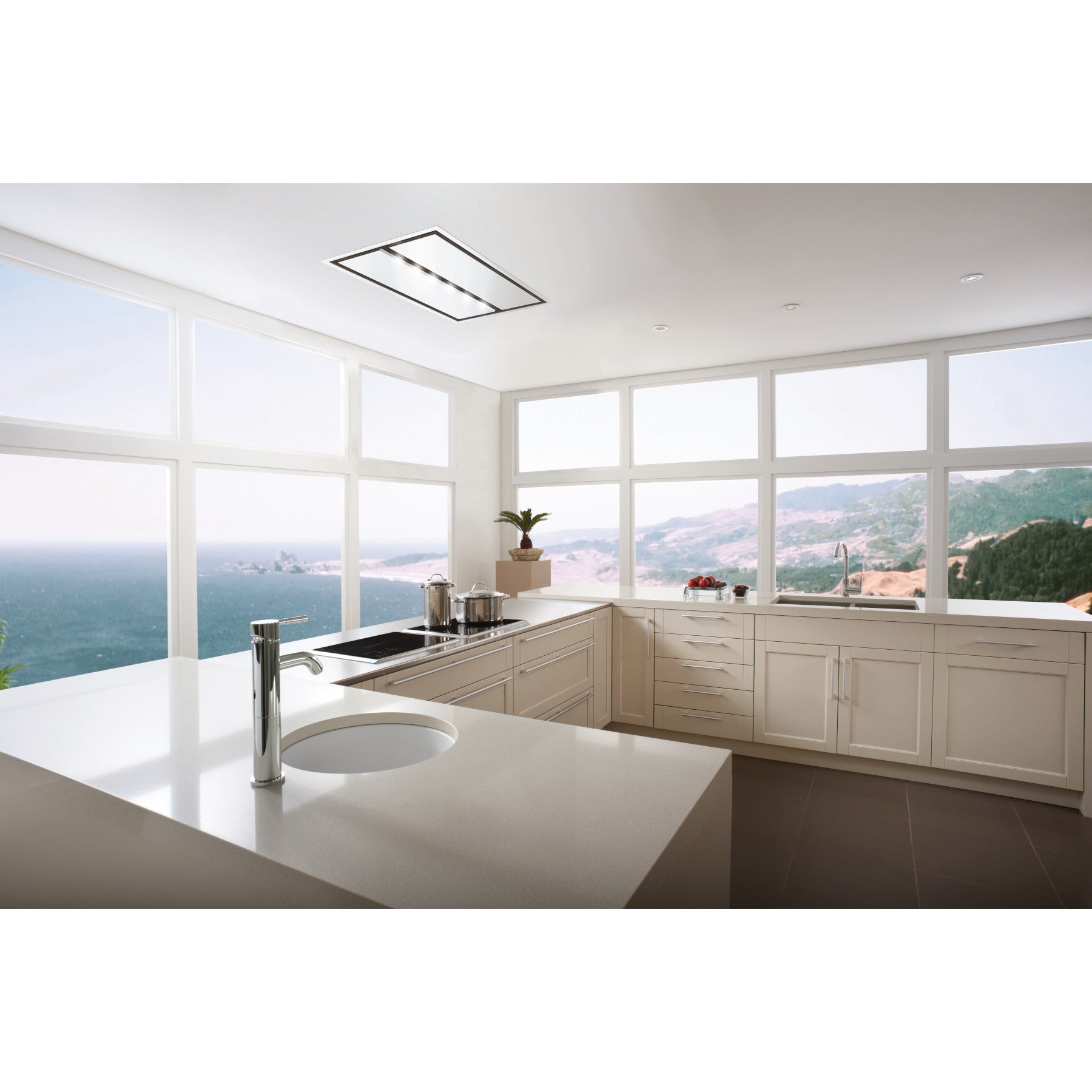 Best - 43.38 Inch 800 CFM Ceiling Mounted Range Hood Vent in Stainless - CC34IQSB