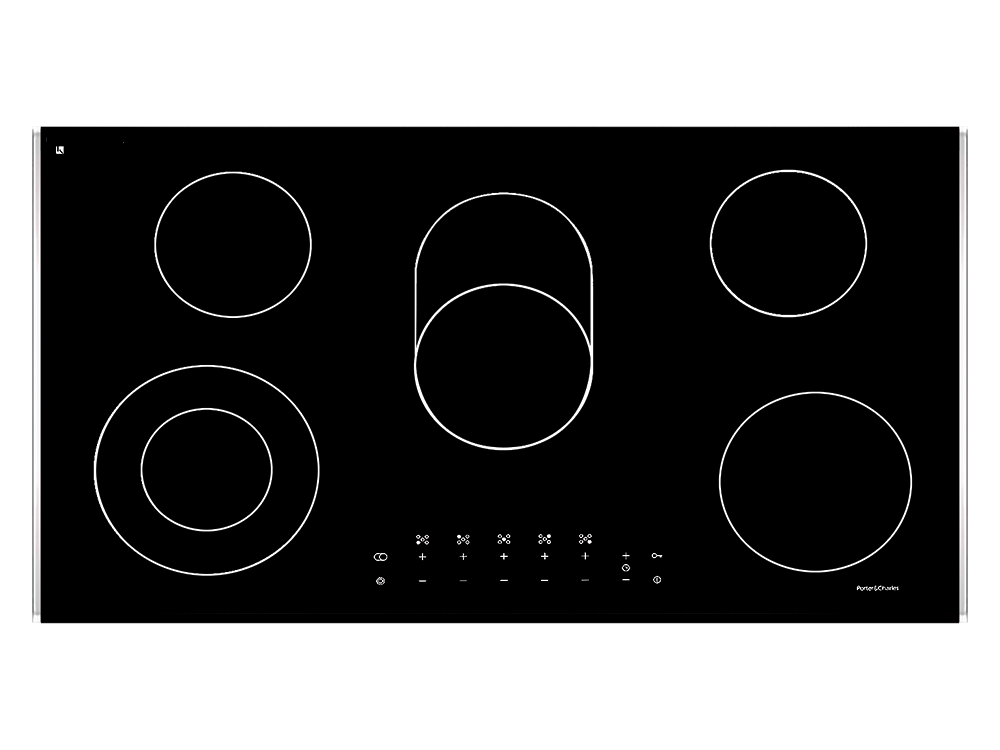 Porter & Charles - 35.4375 inch wide Electric Cooktop in Black Stainless - CC90-2