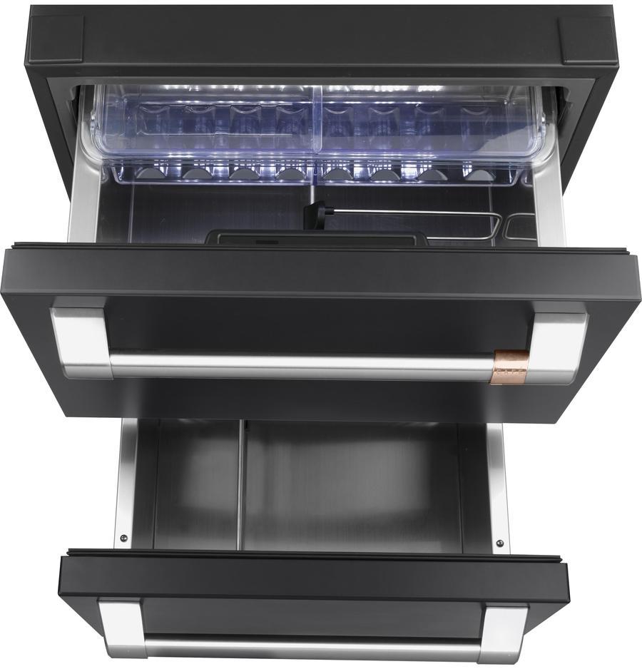 Café - 23.875 Inch 5.7 cu. ft Built In / Integrated Drawer Refrigerator in Black - CDE06RP3ND1