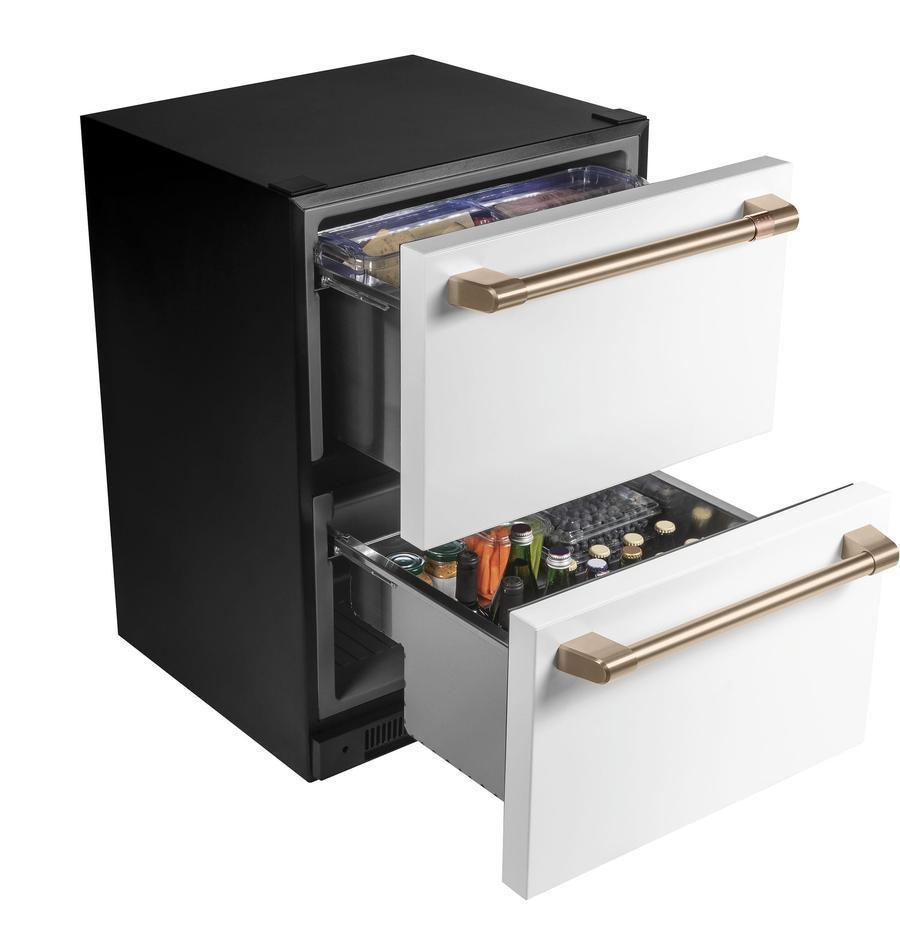 Café - 23.875 Inch 5.7 cu. ft Built In / Integrated Drawer Refrigerator in White - CDE06RP4NW2