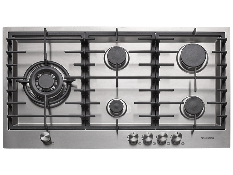 Porter & Charles - 35.4375 inch wide Gas Cooktop in Stainless - CG90WOK-F