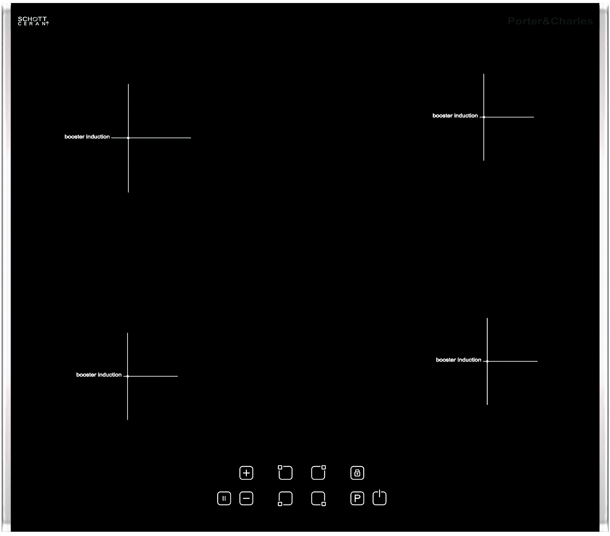 Porter & Charles - 23.25 inch wide Induction Cooktop in Black Stainless - CI60V