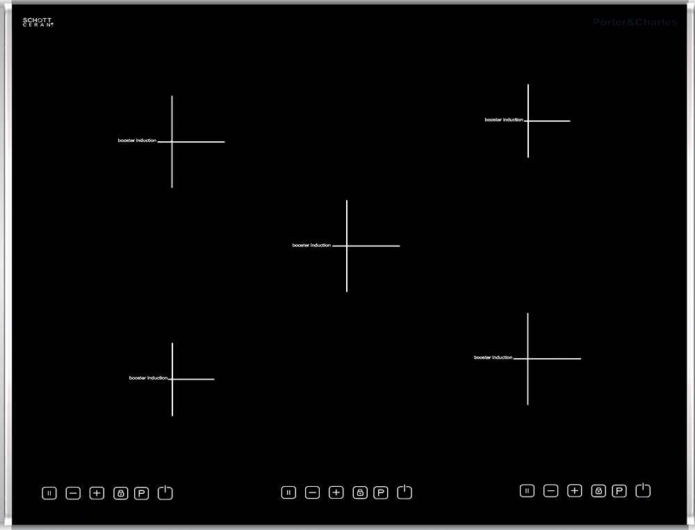 Porter & Charles - 35.25 inch wide Induction Cooktop in Black Stainless - CI90V