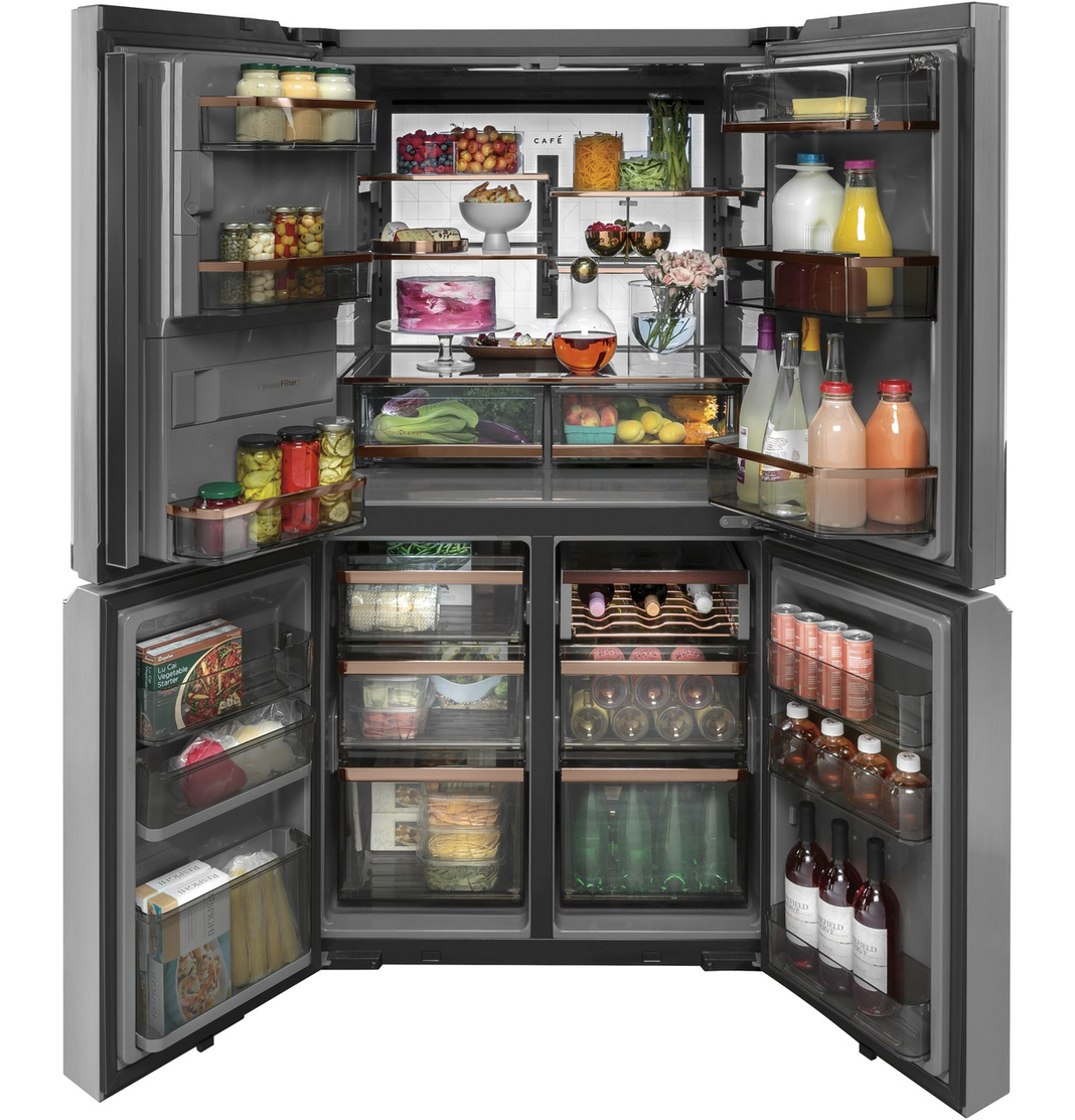 Café - 35.625 Inch 27.4 cu. ft Quad-Door Refrigerator in Platinum - CQE28DM5NS5