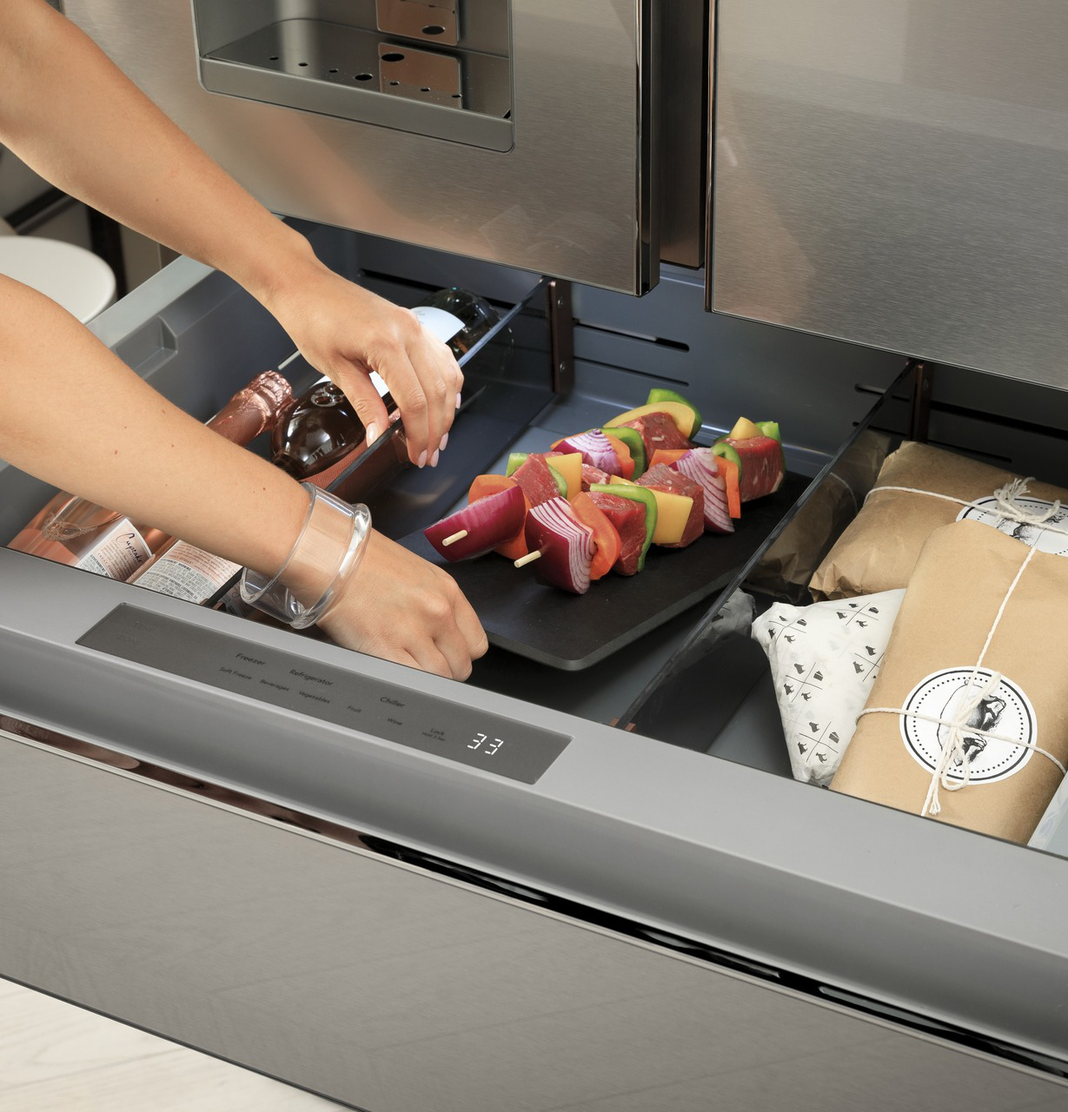 Café - 35.625 Inch 27.8 cu. ft French Door Refrigerator in Stainless - CVE28DP2NS1