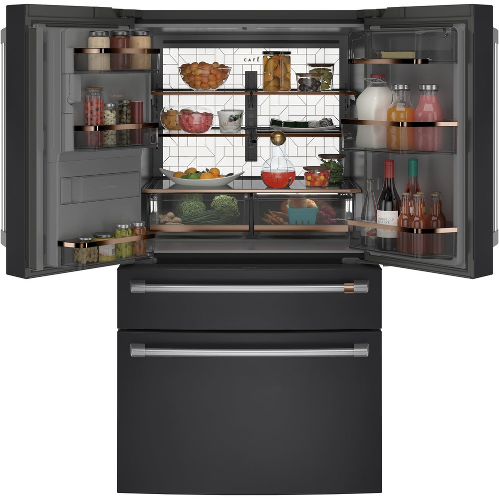 Cafe - 35.6 Inch 22.3 cu. ft French Door Refrigerator in Black - CXE22DP3PD1