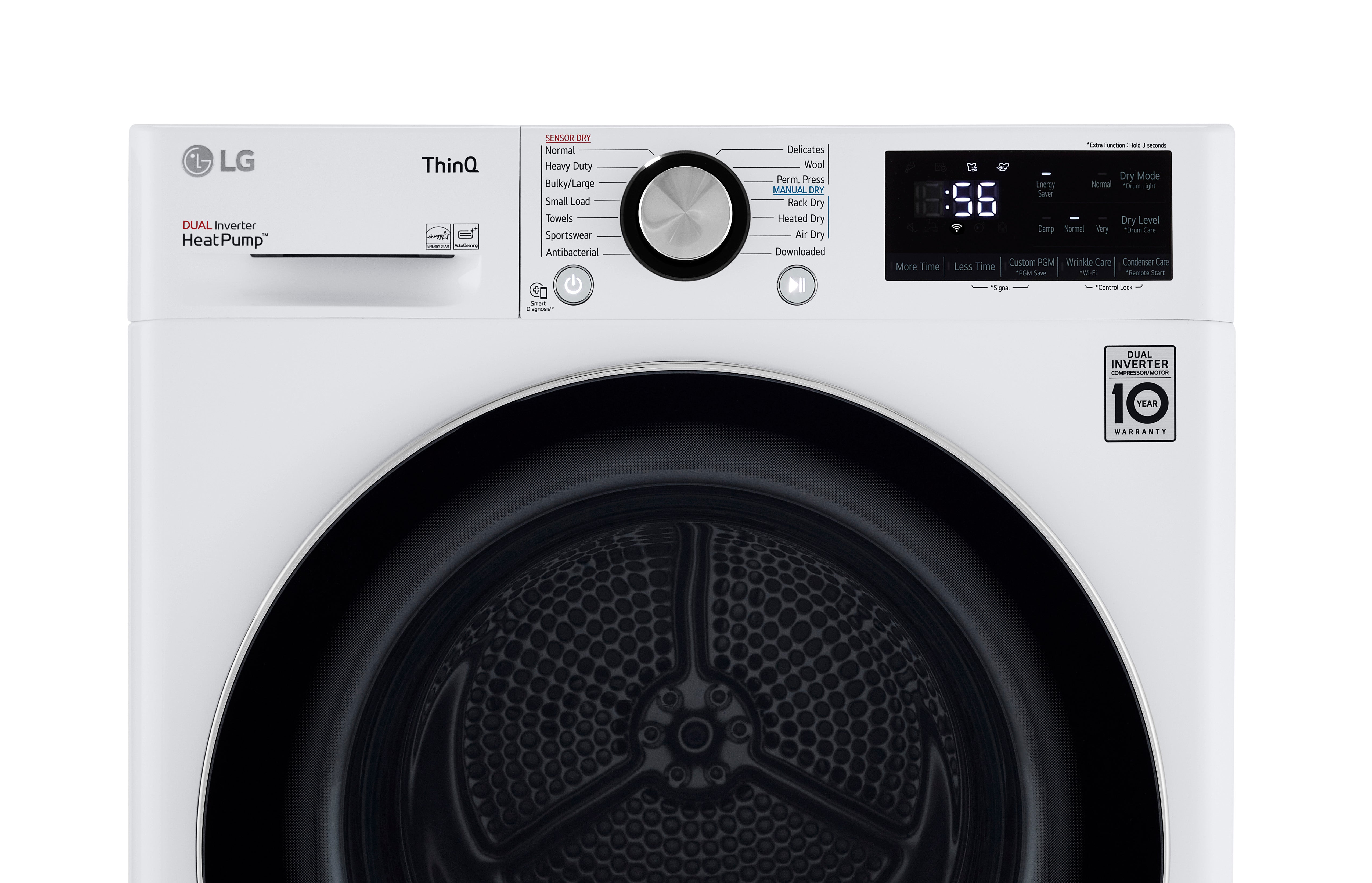 LG - 4.2 cu. Ft Compact Dryer in White - DLHC1455W