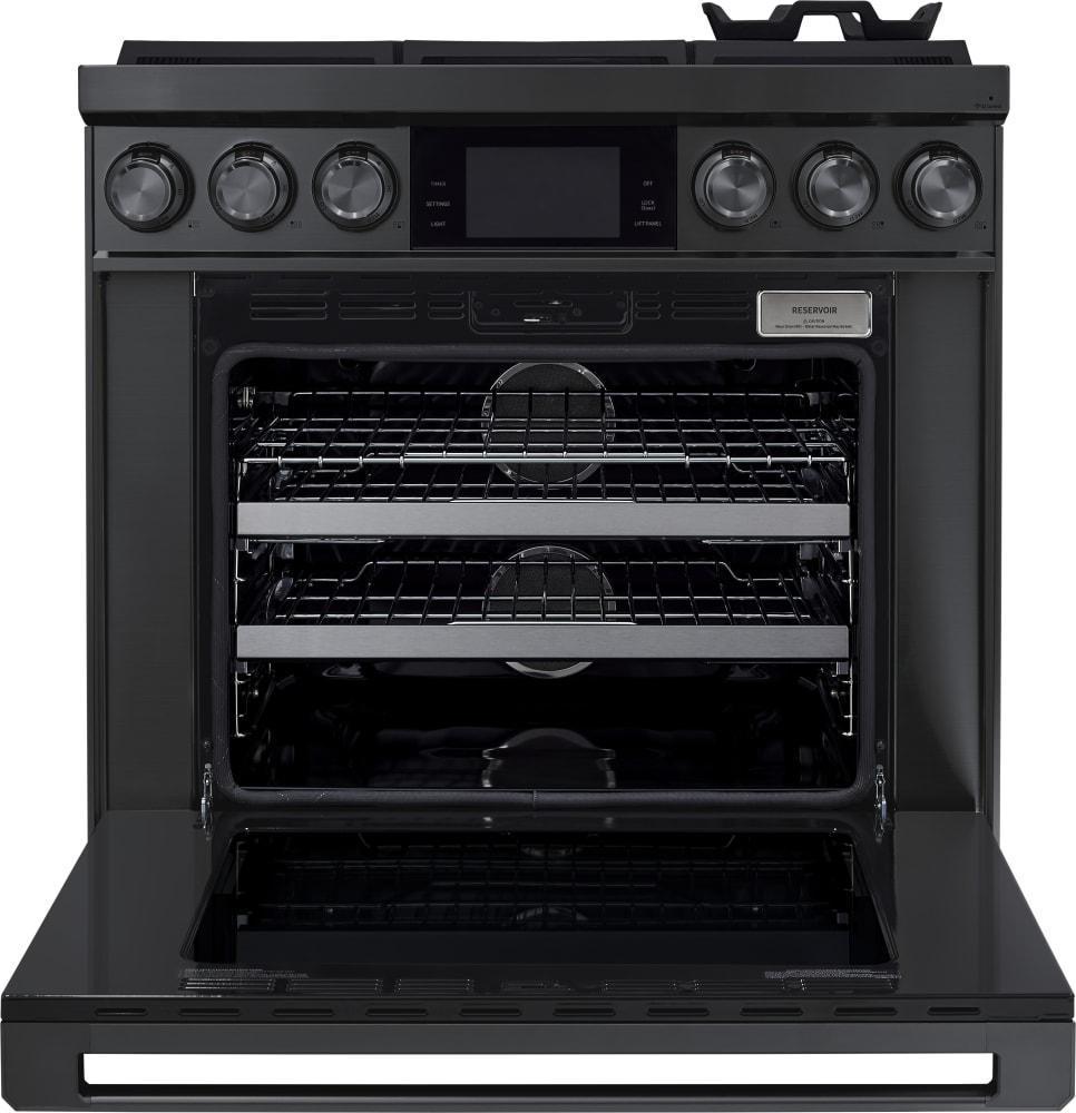 Dacor - 4.8 cu. ft Dual Fuel Natural Gas Range in Black Stainless - DOP36M86DLM