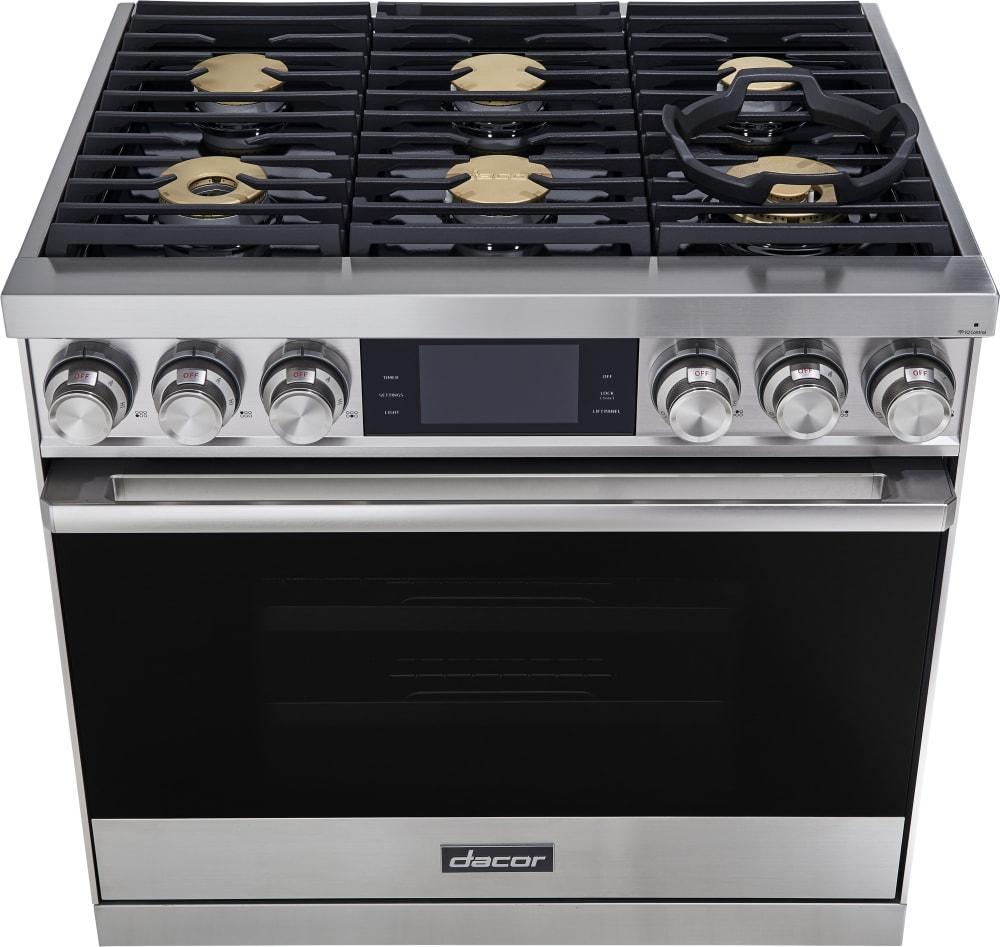 Dacor - 4.8 cu. ft Dual Fuel Natural Gas Range in Stainless - DOP36M86DLS