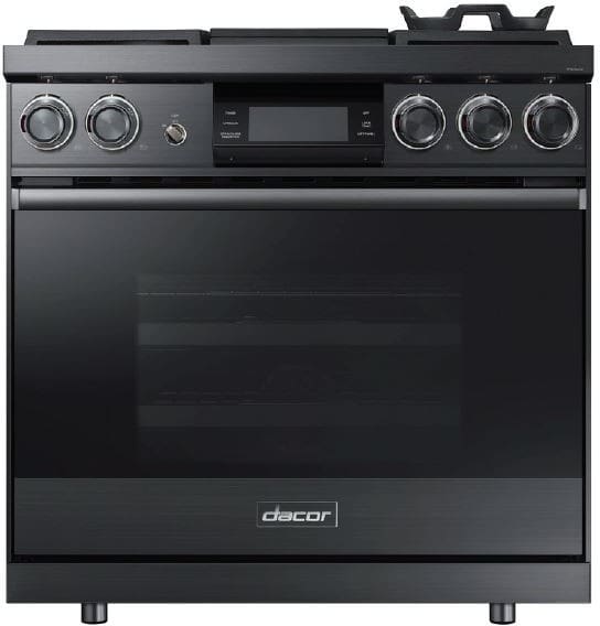 Dacor - 4.8 cu. ft Dual Fuel Range in Black Stainless - DOP36M94DLM