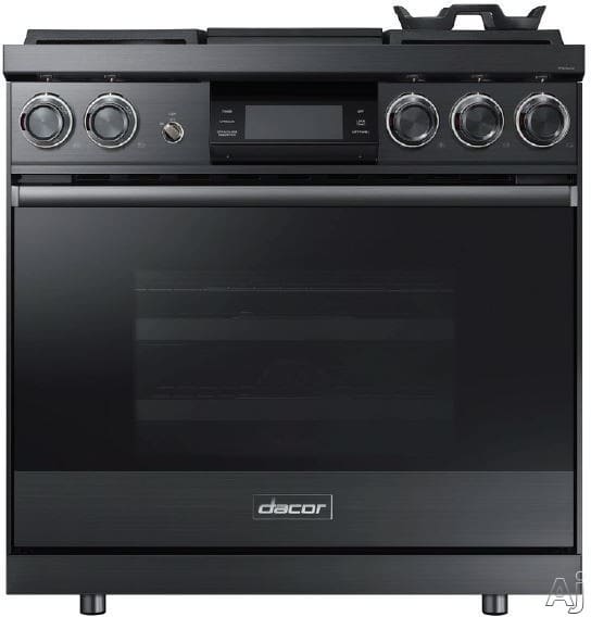 Dacor - 4.8 cu. ft Dual Fuel Range in Black Stainless - DOP36M94DPM